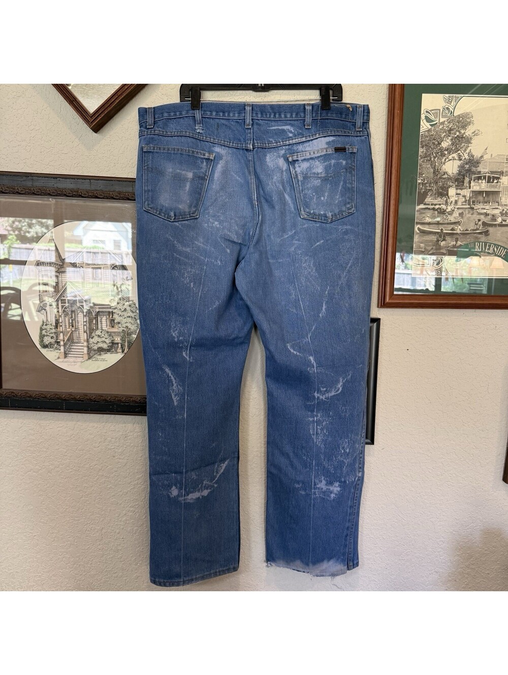 Vintage 60s Sears Roebucks Mens Distressed Blue Jeans Work Chore Denim 42x32